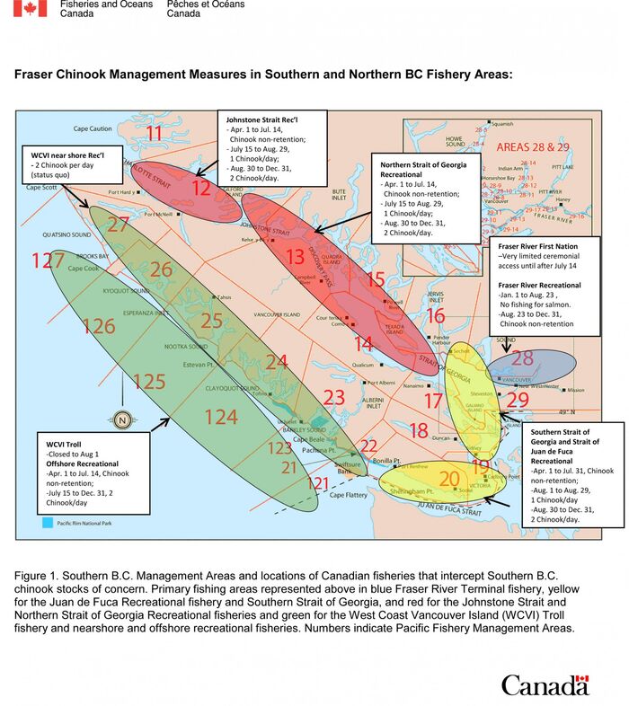 DFO 2019 Chinook Regulatons Map